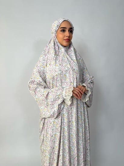 جلال صلاة 1 قطعة كم دانتيل | Prayer Dress 1 Part Lace Sleeve