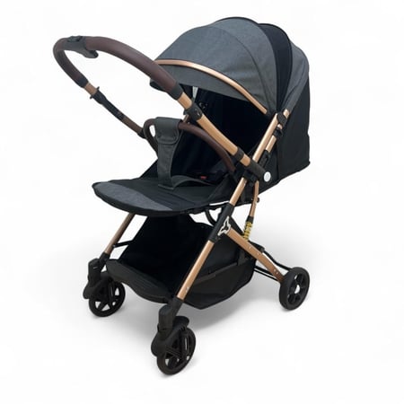 عربية الطيارة ذات الاتجاهين باطراف ذهبية - رمادي غامق