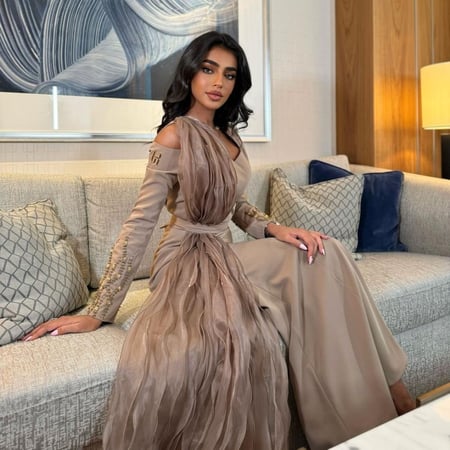 فستان بيج انيق شال جانبي من الجازار