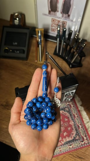 سبحة بكلايت ازرق مموج