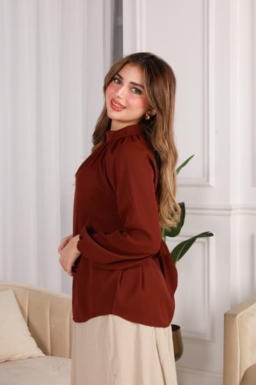 بلوزة بالوان طوبي فخم وانيق