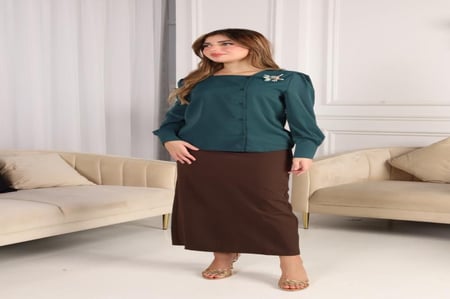 بلوزة زيتي بخمامة ناعمة وبارده