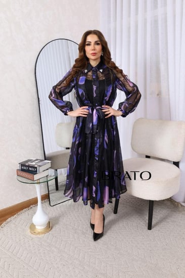 فستان تصميم اورجنز مع دانتيل اسود