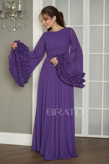 فستان شيفون ناعم بقصة انيقة من الاكمام