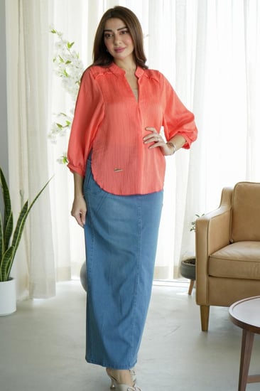 بلوزة شيفون مقلم صيفي