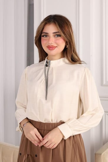 بلوزة ب خمامة قطن ناعم صيفي