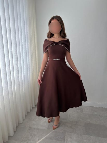 فستان ناعم بني