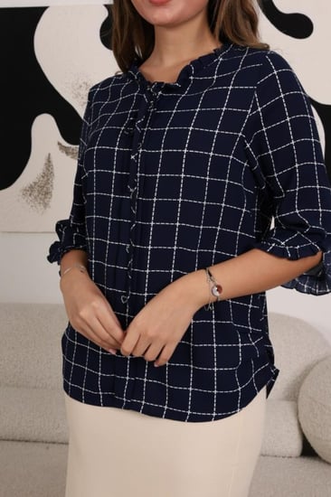 بلوزة كاروهات رسميه للدوامات انيقة