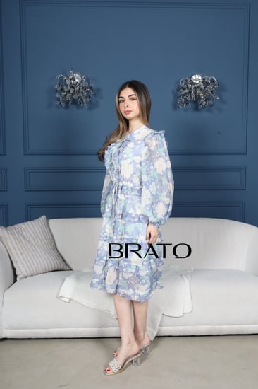 فستان شيفون مورد طبقات ميد