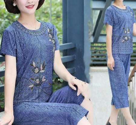 الصيف النساء مجموعة بناطيل رجالي منامة دعوى س الرقبة الأزهار طباعة تي شيرتات قصيرة الاكمام السراويل فضفاضة الزي ل منتصف العمر أمي النساء دعوى