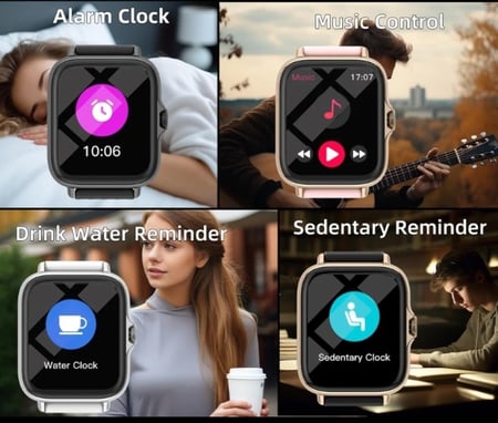 ساعة ذكية مقاومة للماء مزودة برسائل ، عداد للدارج الرياضي ، تنبيهات المعلومات ، الرد على المكالمات ، مراقبة النوم ، آيفون ، أندرويد ، أو"