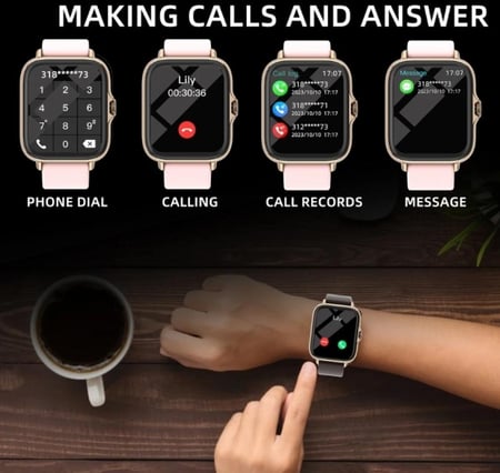 ساعة ذكية مقاومة للماء مزودة برسائل ، عداد للدارج الرياضي ، تنبيهات المعلومات ، الرد على المكالمات ، مراقبة النوم ، آيفون ، أندرويد ، أو"