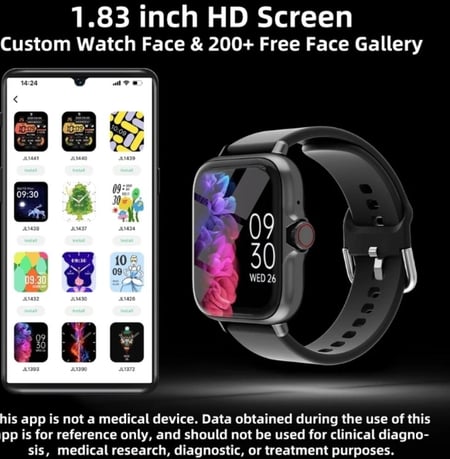 ساعة ذكية مقاومة للماء مزودة برسائل ، عداد للدارج الرياضي ، تنبيهات المعلومات ، الرد على المكالمات ، مراقبة النوم ، آيفون ، أندرويد ، أو"