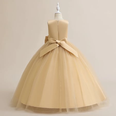 فتاة فستان الحفلات وصيفه الشرف الاميره زهرة لحفل الزفاف انيقة الاطفال القوس ثوب طويل الاطفال حفل رسمي الملابس13:12  Y vestido