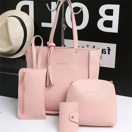 4Pcs/Set Crossbody Shoulder Bag High Capacity Pattern PU Leather Shoulder Bags Wallet Purse Ladies Crossbody Bag for Women Girlstط_msvAFuM