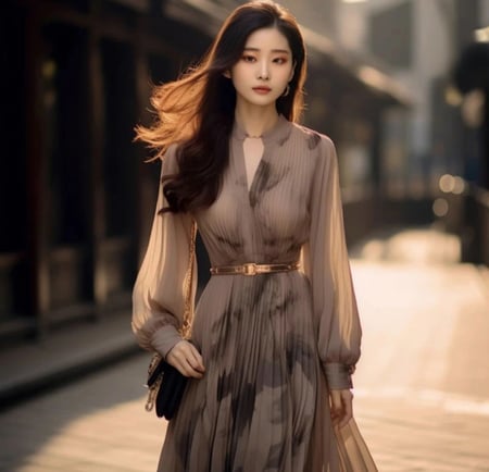 فستان كلاسيكى بأكمام طويلة