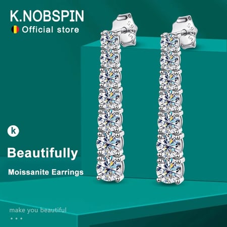 أقراط من KNOBSPIN D VVS1 بطلاء مويسانيتي للسيدات مجوهرات الزفاف مع GRA s925 أقراط مطلية بالفضة الإسترليني 18k أقراط من الذهب الأبيض