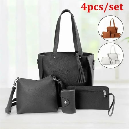 4Pcs/Set Crossbody Shoulder Bag High Capacity Pattern PU Leather Shoulder Bags Wallet Purse Ladies Crossbody Bag for Women Girlstط_msvAFuM