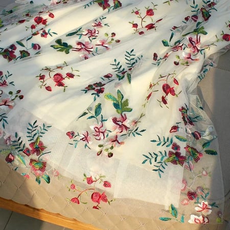 تنورة شبكية مطرزة أنيقة موضة 2023 تنورة صيفية على شكل حرف a بخصر عالٍ مطاطي تنانير ميدي نسائية ملابس