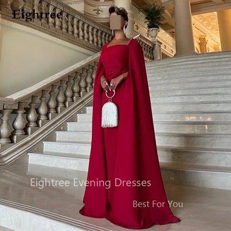 Eightree-فساتين سهرة حمراء أنيقة للنساء ، العربية السعودية ، طويلة ، حفلة ، رسمية ، المشاهير ، رقبة مربعة ، فساتين حفلة موسيقية