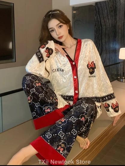 المرأة الذهب المخملية منامة ، دعوى الكورية ، المخملية بنطلون ، الراقية ، شعبية المنزل الملابس ، الخريف ، الشتاء ، جديد