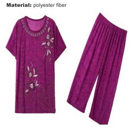 الصيف النساء مجموعة بناطيل رجالي منامة دعوى س الرقبة الأزهار طباعة تي شيرتات قصيرة الاكمام السراويل فضفاضة الزي ل منتصف العمر أمي النساء دعوى