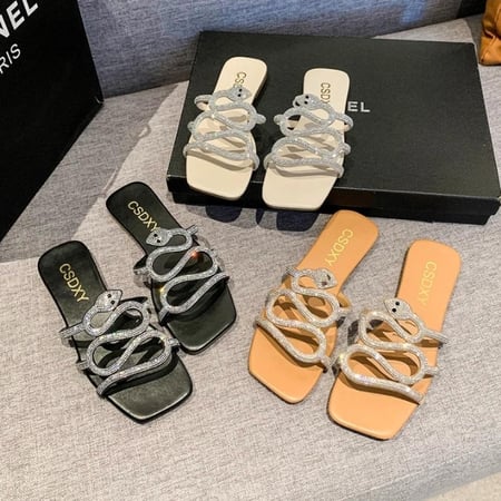 شبشب بكعب مسطح بأصابع مفتوحة للنساء ، شبشب قلاب ، صنادل كاجوال ، أسود ، أبيض ، علامة تجارية مصممة ، موضة ، صيف ، حار