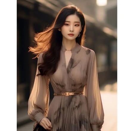 فستان كلاسيكى بأكمام طويلة