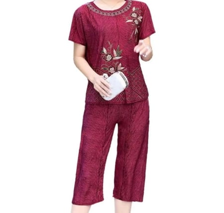 الصيف النساء مجموعة بناطيل رجالي منامة دعوى س الرقبة الأزهار طباعة تي شيرتات قصيرة الاكمام السراويل فضفاضة الزي ل منتصف العمر أمي النساء دعوى