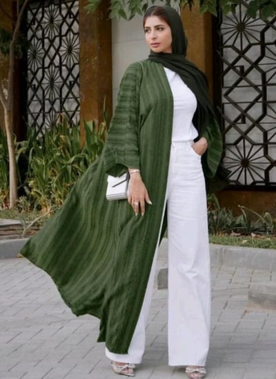 عباية مخططة صلبة للمسلمات ، سترة من العرق ، كيمونو عصري ، روب دبي ، الشرق الأوسط ، المملكة العربية السعودية ، ملابس العيد ، ملابس عتيقة ، جديدة ،