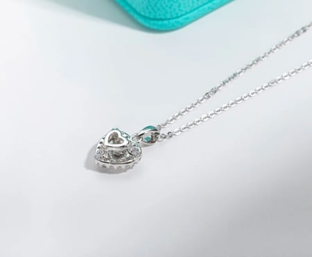 اللون القلب مويسانيتي قلادة 925 فضة 40 + 2 + 3 سنتيمتر قلادة مجوهرات الزفاف بالجملة