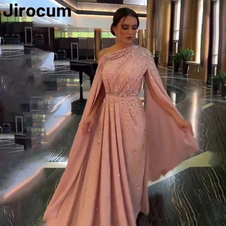 Jirocum-فستان سهرة نسائي بكتف واحد مطرز بالترتر ، حفلة موسيقية كريستالية فاخرة ، طول الأرضية ، خط واحد ، حفلة ، مناسبة رسمية