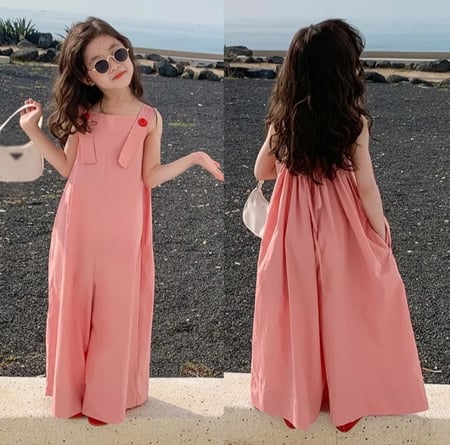 أفرول فضفاض سادة للأطفال ، طراز كوري أنيق ، سراويل حريم غير رسمية للخارج ، أفرول أطفال ، ملابس جميلة للفتيات ، قطن ، 3-8 سنوات