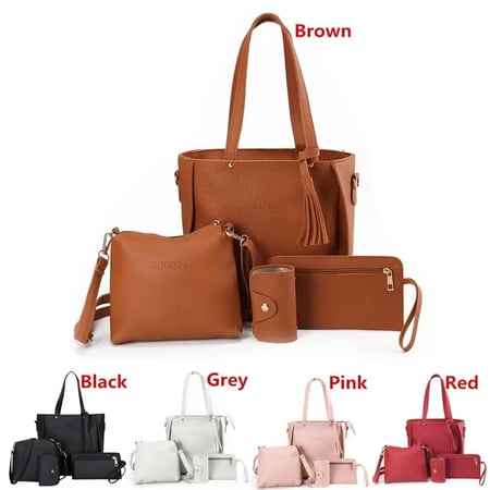 4Pcs/Set Crossbody Shoulder Bag High Capacity Pattern PU Leather Shoulder Bags Wallet Purse Ladies Crossbody Bag for Women Girlstط_msvAFuM