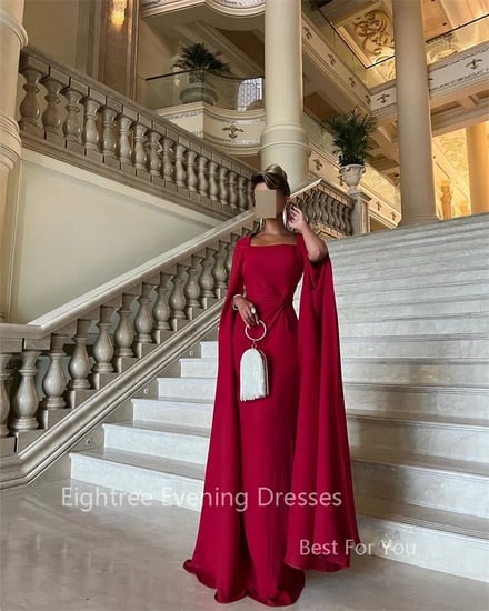 Eightree-فساتين سهرة حمراء أنيقة للنساء ، العربية السعودية ، طويلة ، حفلة ، رسمية ، المشاهير ، رقبة مربعة ، فساتين حفلة موسيقية