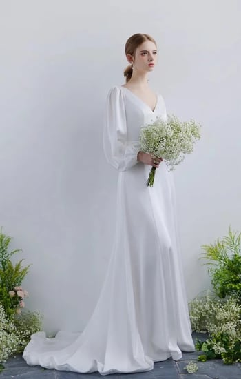 فستان نسائي طويل الأكمام عاجي ، ثوب الأميرة ، العرق ، فستان للسيدات ، فتاة ، وصيفة العروس ، مأدبة ، حفلة حفلة موسيقية ، شحن مجاني ، جديد