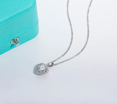 اللون القلب مويسانيتي قلادة 925 فضة 40 + 2 + 3 سنتيمتر قلادة مجوهرات الزفاف بالجملة