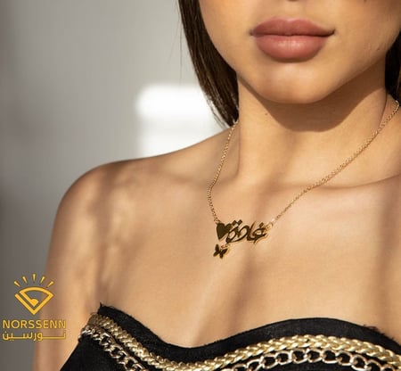 تعليقة رقبه مطلية بالذهب تصميم عربي