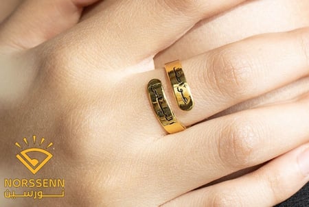 خاتم مطلي بالذهب  كتابة عربي