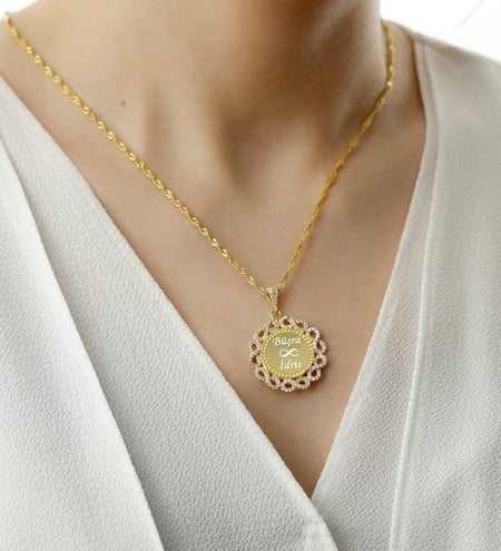 طقم ريفان - طقم فضة بالاسم مطلي ذهب عيار 18