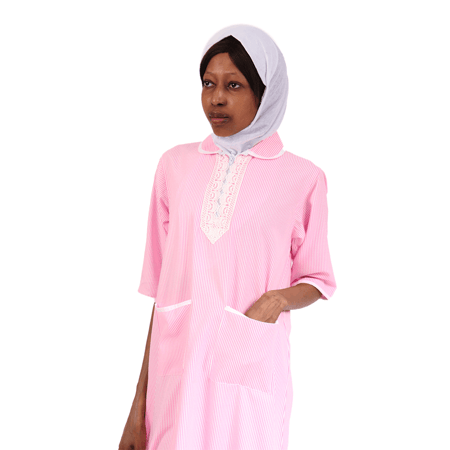 زي عاملات منزلية قطعة وحدة  قماش مقلم