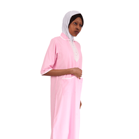 زي عاملات منزلية قطعة وحدة  قماش مقلم