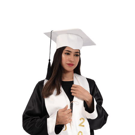 قبعة تخرج للكبار لون ابيض
