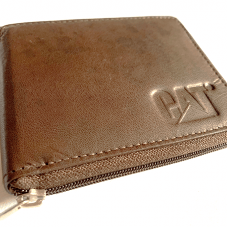 محفظة جلد من CAT بسحاب خارجي وجيوب