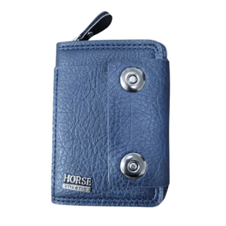 محفظة جلدية HORSE – حجم صغير وأزرار معدنية مزدوجة