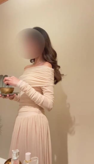 فستان   شيفون  بيج