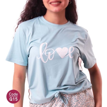 بيجامة نسائية قطنية بطبعة LOVE