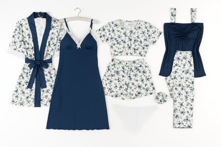 طقم بيجامة نسائي 9 قطع ( روزا )  كود P186