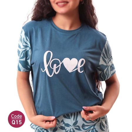 بيجامة نسائية قطنية بطبعة LOVE