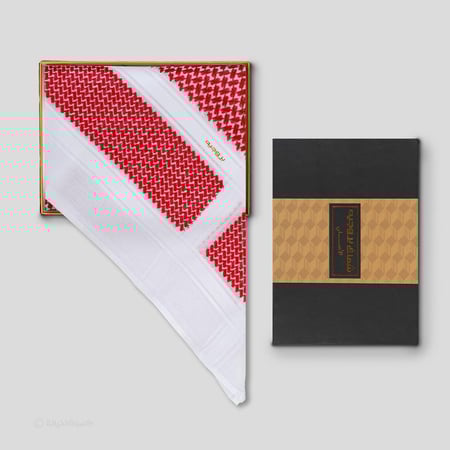 شماغ بروجيه أحمر غامق خطوط بيضاء 2